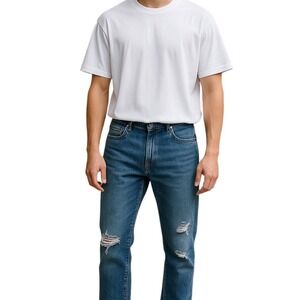 RAVMEN Distressed Jeans Skinny‎ Fit Stretch Blue Jeans Festival Grunge W36 L32